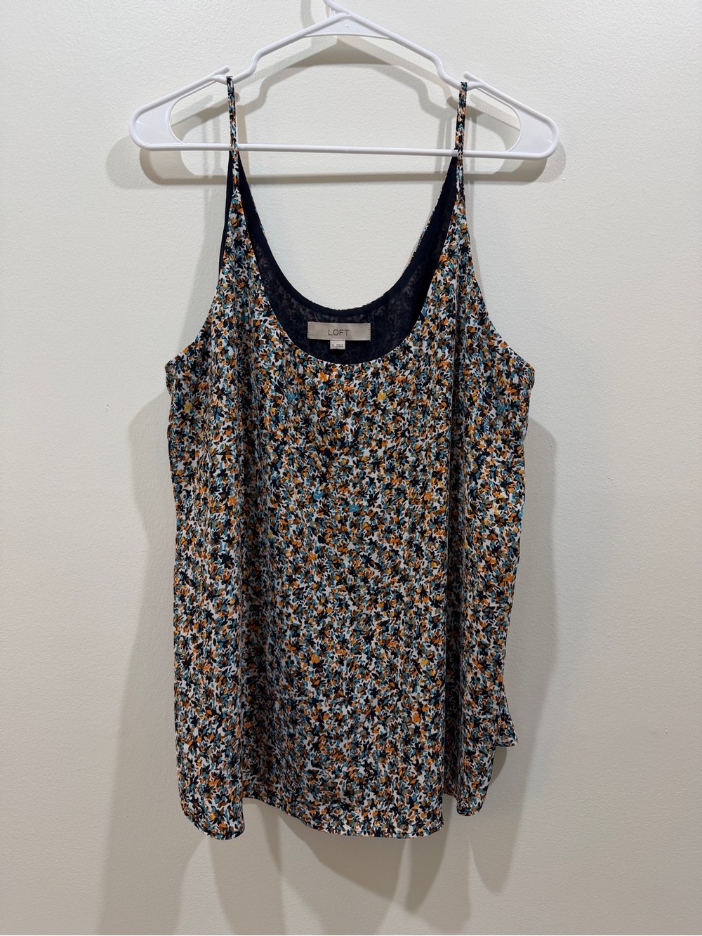 LOFT Floral Scoop Neck Cami Spaghetti Strap Tank Size XL
